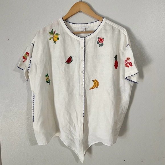 Anthropologie Intropia Needlepoint‎ Embroidered Fruit Blouse Size Small - Picture 11 of 12